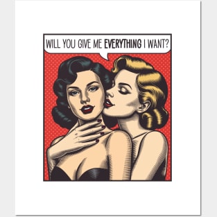 Retro Girls Sapphic Lesbian Couple Posters and Art